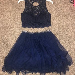 navy blue 2 piece formal dress